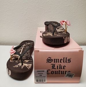 Y2k With Box Juicy Couture "Crystal" Pink And Brown Rubber Platform Sandals